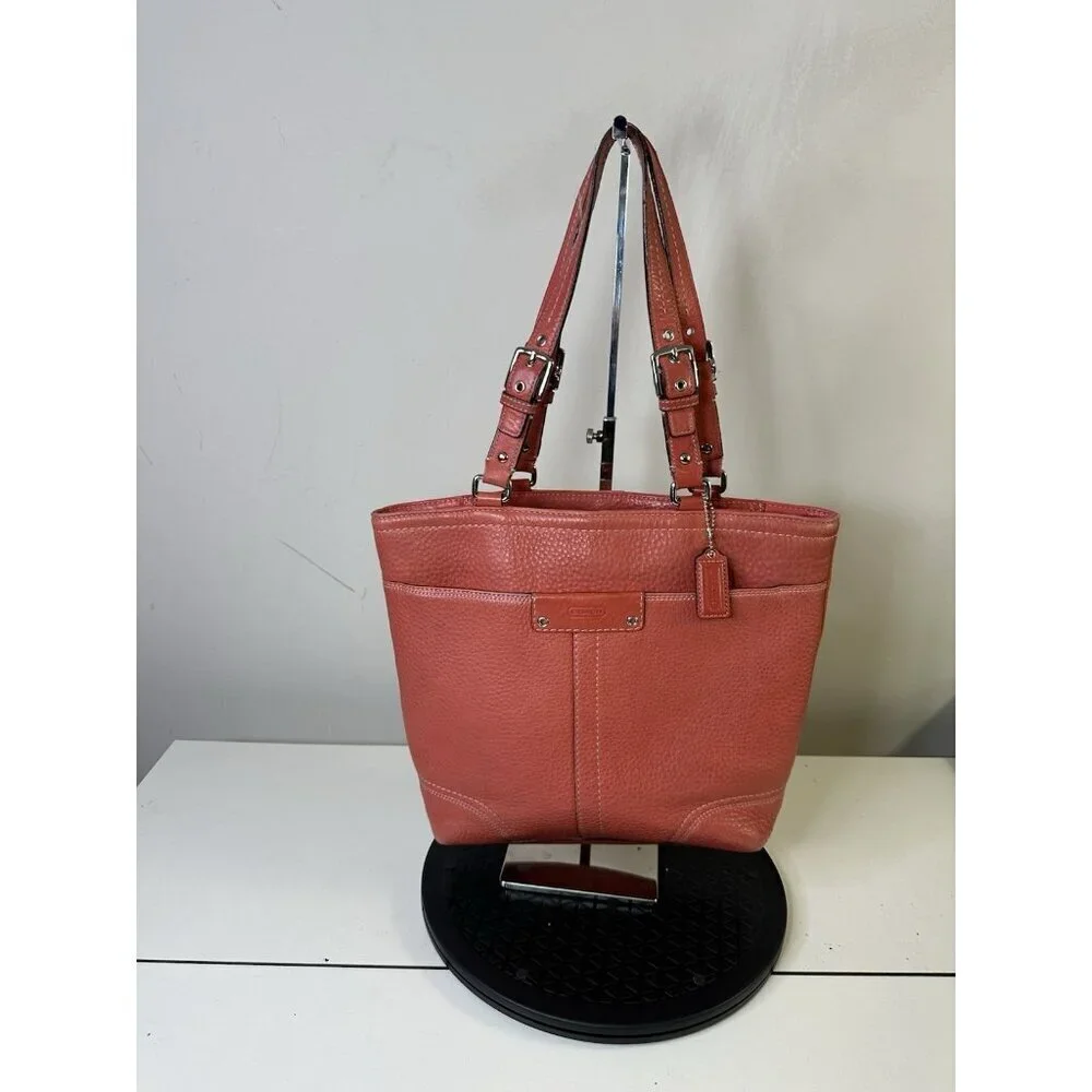 Coach Hamilton Pebbled Leather Hobo Shoulder Bag Double Handle F13089
